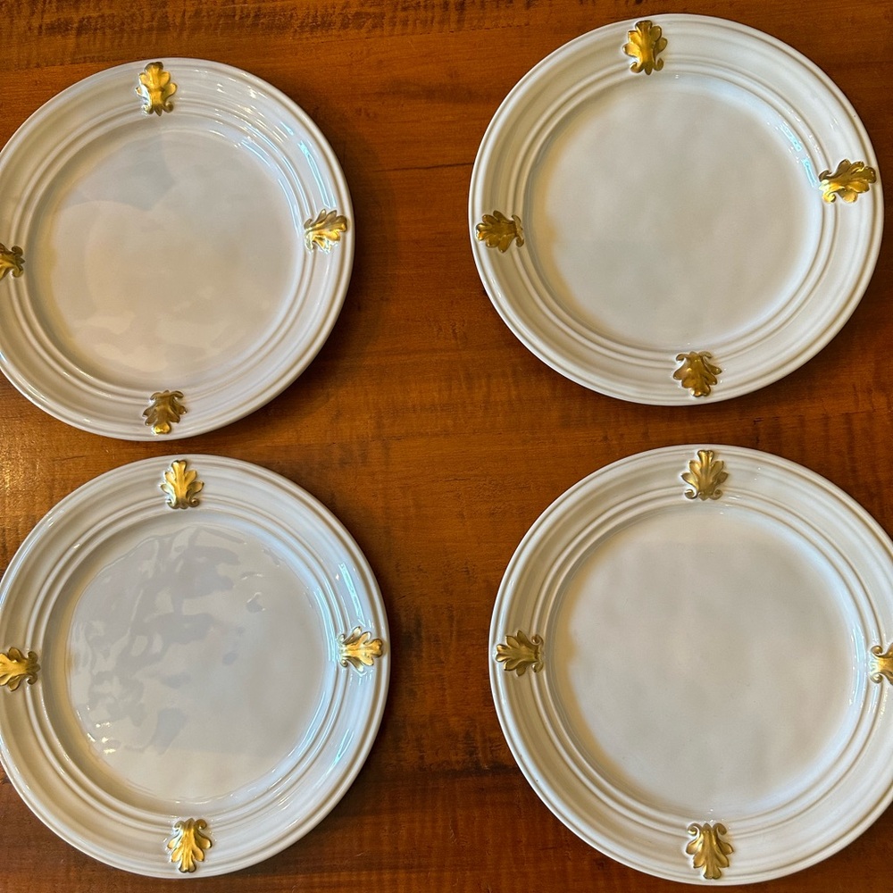 White and gold salad plates